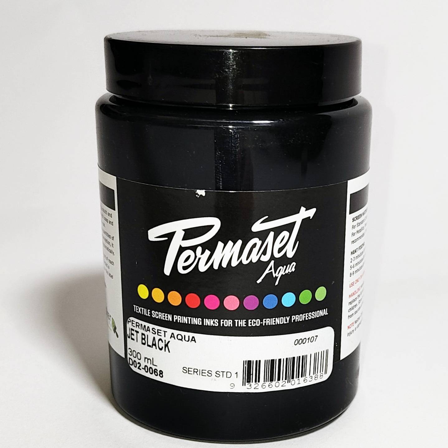 Permaset – Aqua Screen Printing Fabric Ink – Standard – 300ml – Jet Black