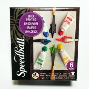 Speedball – Lino Block Printing Ink – 37ml (1.5oz) – Fabric & Paper Ink – Set of 6