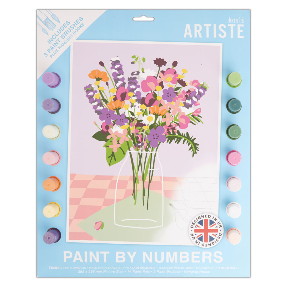 Paint By Numbers - Vase of Flowers - 14 colours" 3 brushes - Hickman Design