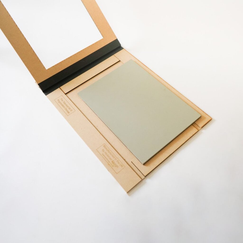 Open Talented Mr B registration board with a lino block in position