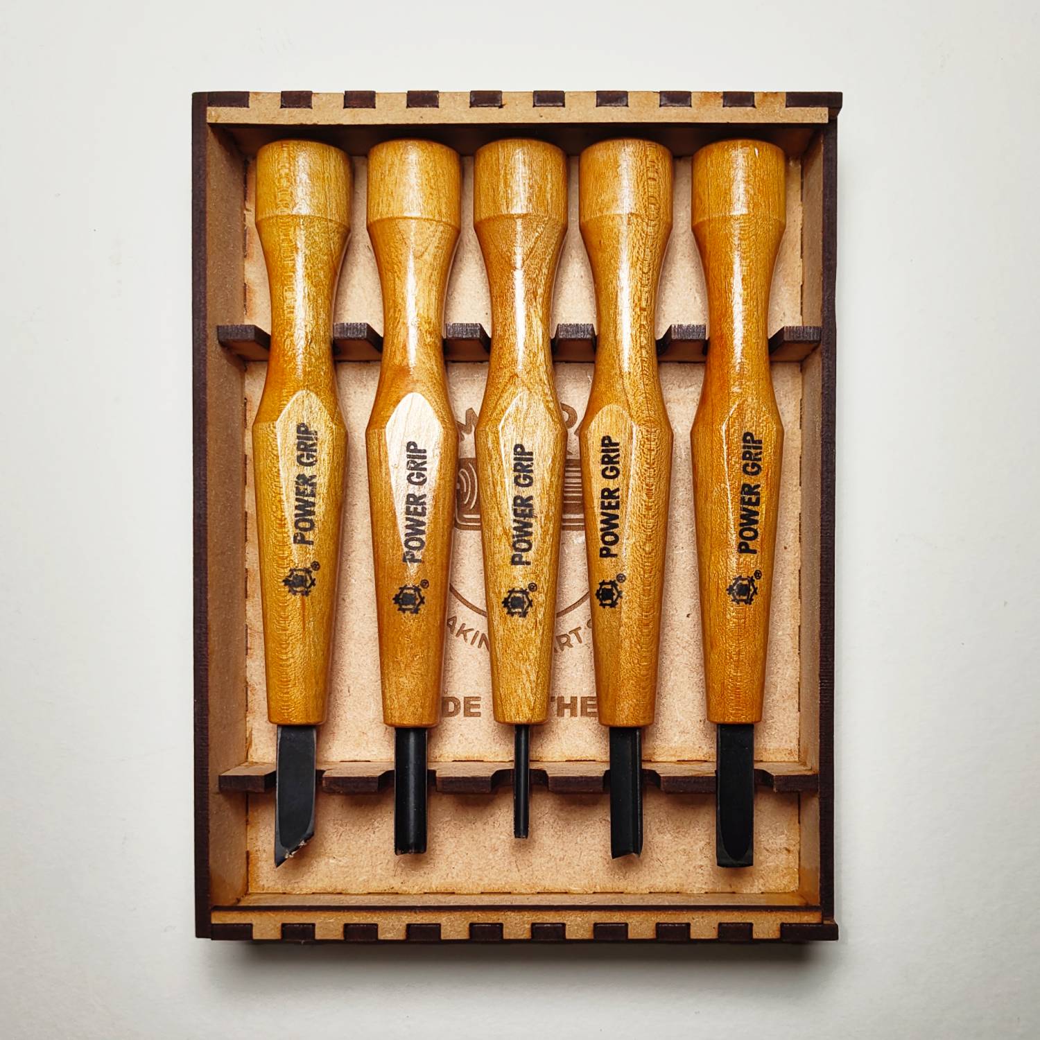 POWER GRIP CARVING TOOL BOX OPEN HICKMAN DESIGN
