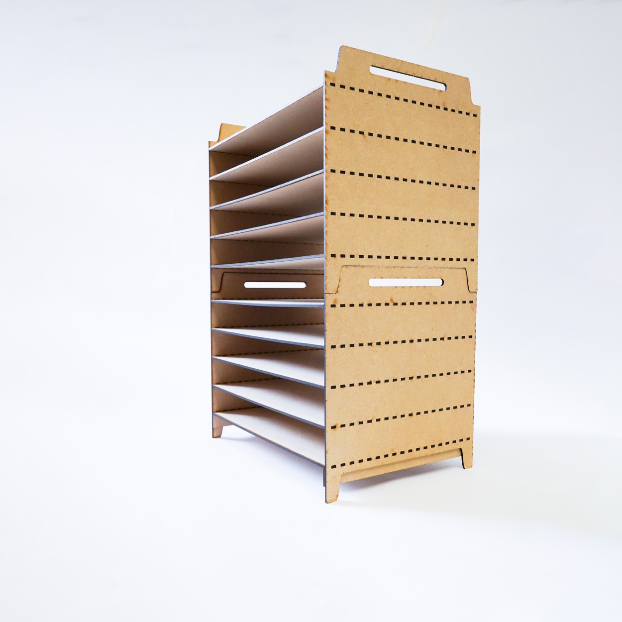 Two five-shelf print drying racks stacked together