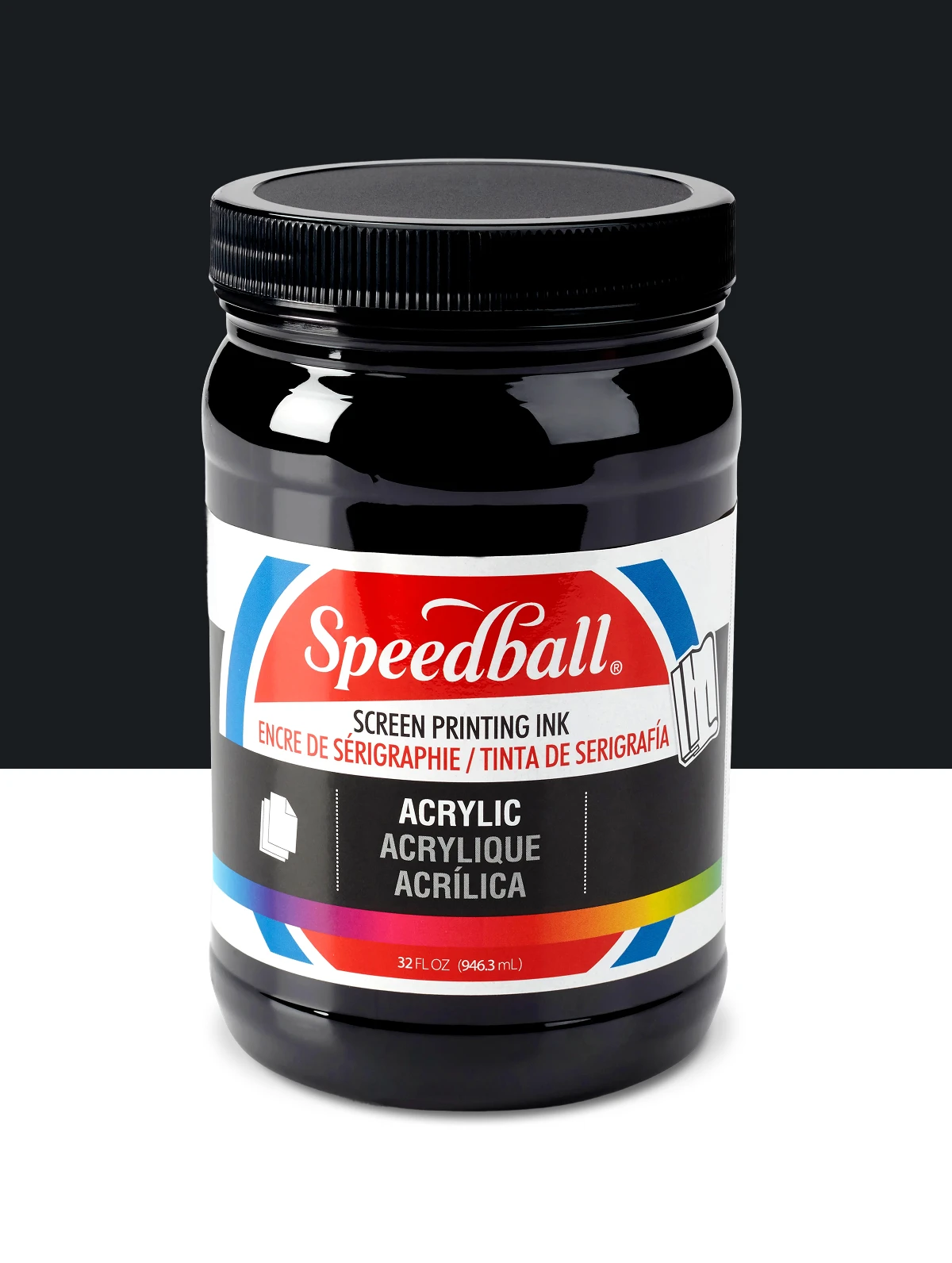 Speedball Acrylic Screen Printing Ink – Black – 32 fl oz (946 ml) — manufacturer product photograph