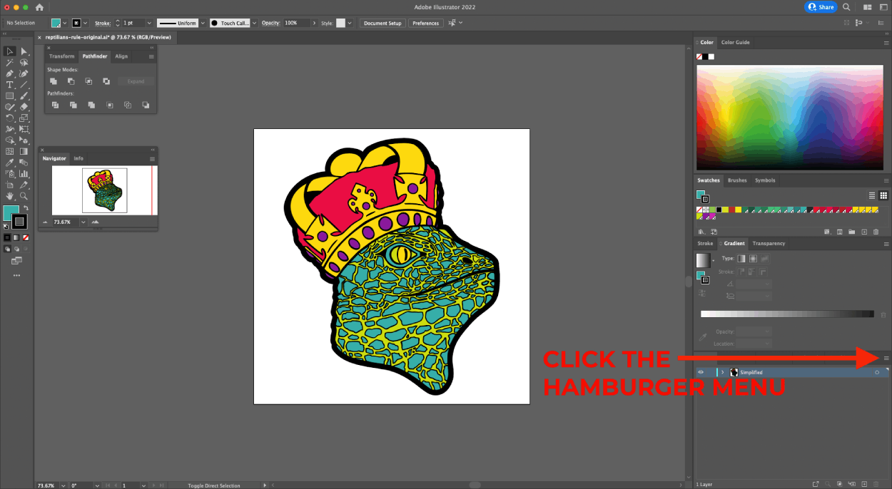 Duplicating layer in Adobe Illustrator step 1.