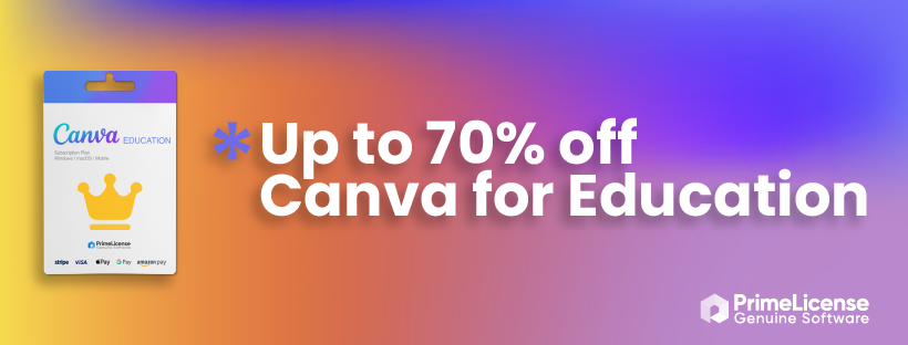Canva for Education discount banner with educational features, subscription plan, and comparison to Canva Pro.
